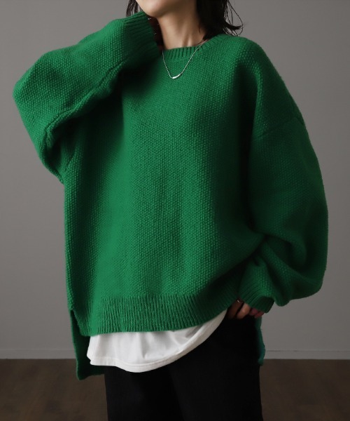 「HUG.U」 長袖ニット L ロイヤルブルー レディース_画像2