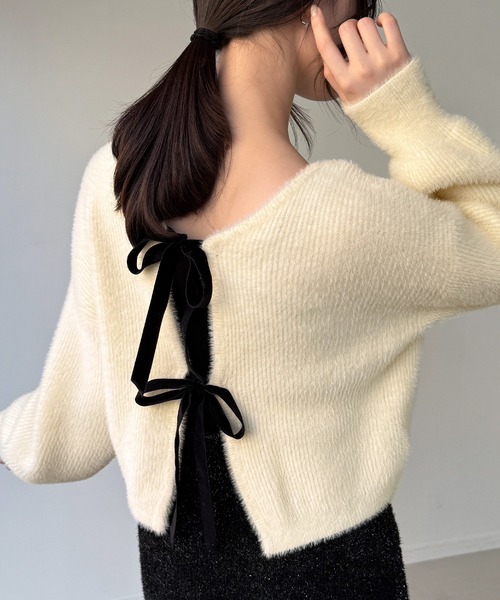 「junoah」 ニットカーディガン MEDIUM レッド レディース_画像4