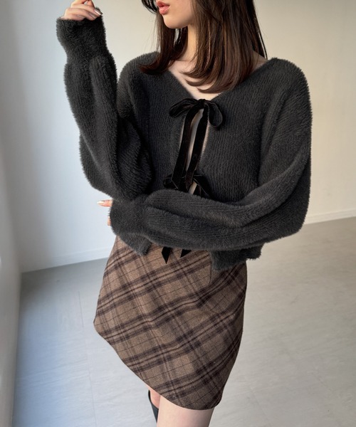 「junoah」 ニットカーディガン MEDIUM レッド レディース_画像7