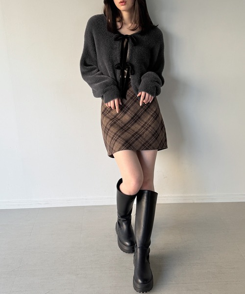 「junoah」 ニットカーディガン MEDIUM レッド レディース_画像9