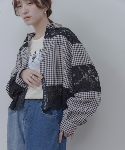 Eimee Law（エイミーロウ） ブラウス シャツ レース刺繍テキストエン