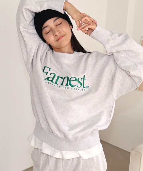 「ANME」 スウェットカットソー X-LARGE オートミール レディース_画像5