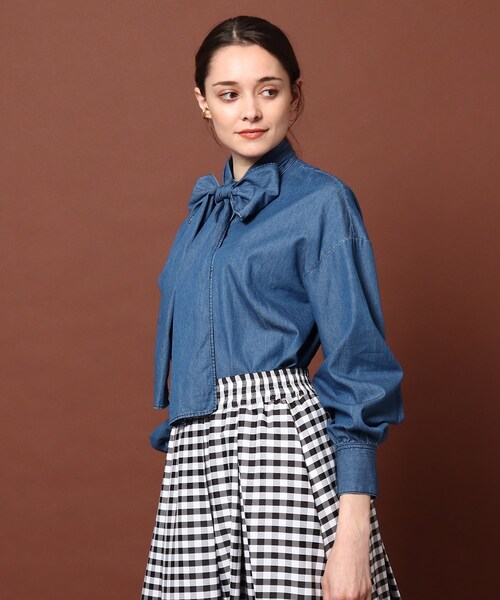 「DRESSTERIOR」 長袖ブラウス 36 ライトブルー レディース_画像3
