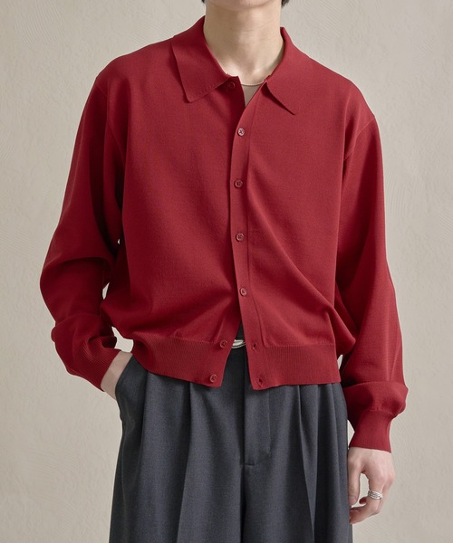 「epnok」 ニットカーディガン MEDIUM レッド メンズ_画像7