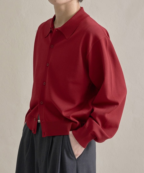「epnok」 ニットカーディガン MEDIUM レッド メンズ_画像8