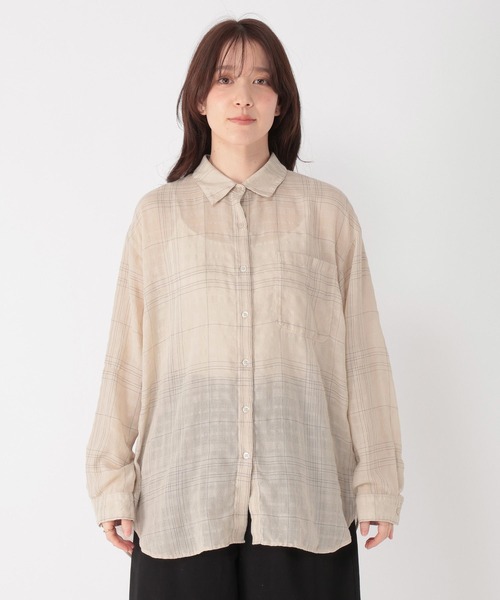 CristaSeya クリスタセヤ　シャドーチェック柄　シャツ　美品 studio CLIP（スタディオクリップ） ブラウス シャツ シアーシャドウ