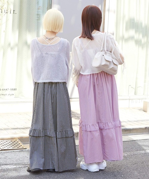 「w closet」 キャミソールワンピース FREE ブラック×ホワイト レディース_画像9