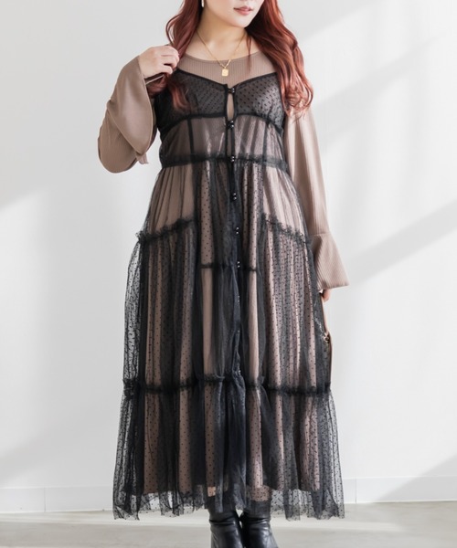 「CLETTE」 コンビワンピース 3L ブラウン レディース_画像2