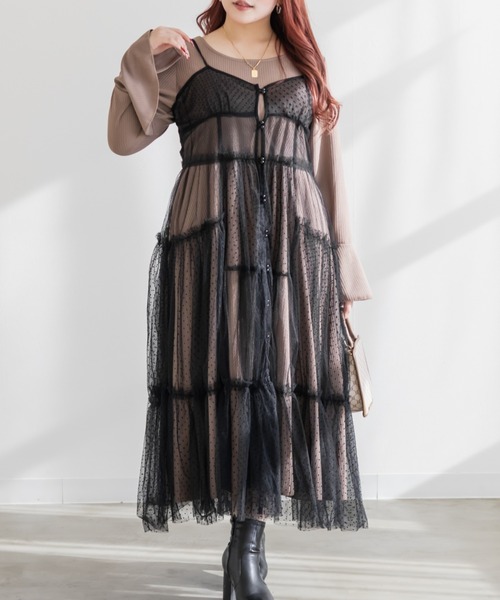 「CLETTE」 コンビワンピース 3L ブラウン レディース_画像3
