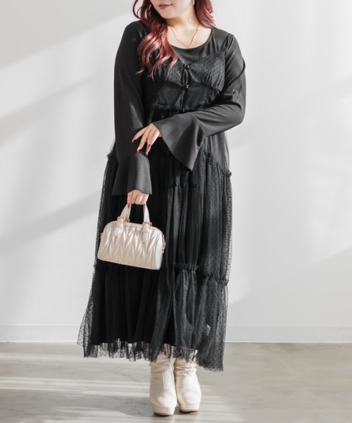 「CLETTE」 コンビワンピース 3L ブラウン レディース_画像7