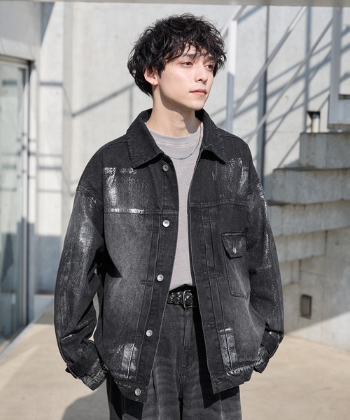 「Spielio」 デニムジャケット M グレー メンズ_画像5