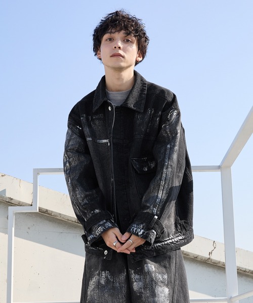 「Spielio」 デニムジャケット M グレー メンズ_画像8