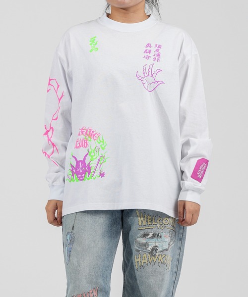 【本日限定】STRANGER THINGS × .ENDRECHERI.　シャツ ENDRECHERI. 長袖Tシャツ「stranger thingsコラボ」 M ホワイト メンズ