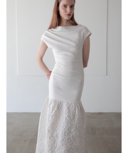 ワンピース off shoulder jacquard maxi dress