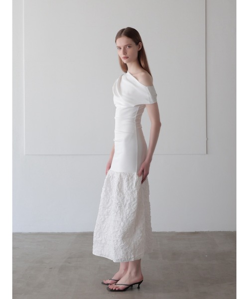 ワンピース off shoulder jacquard maxi dress