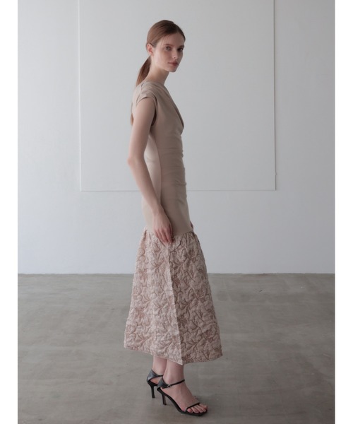ワンピース off shoulder jacquard maxi dress