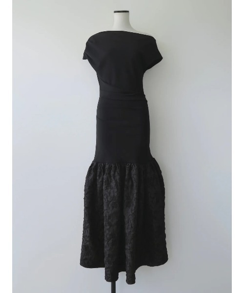 ワンピース off shoulder jacquard maxi dress