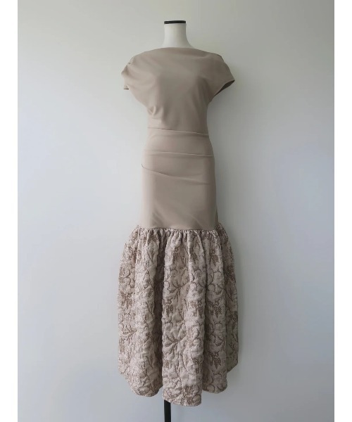 ワンピース off shoulder jacquard maxi dress