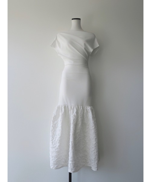 ワンピース off shoulder jacquard maxi dress