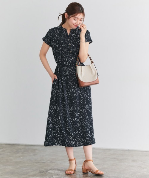 「Pierrot」 半袖ワンピース M ネイビー レディース_画像4