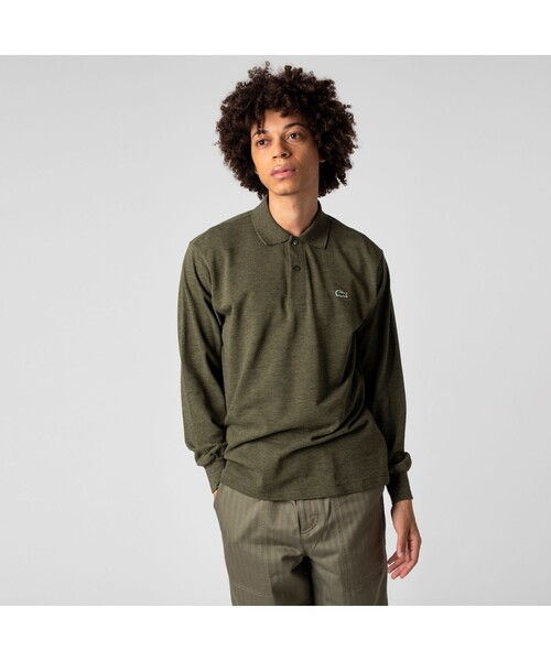 LACOSTE ポロシャツ 長袖 リブ カラ-ポロシャツ L1313 （杢