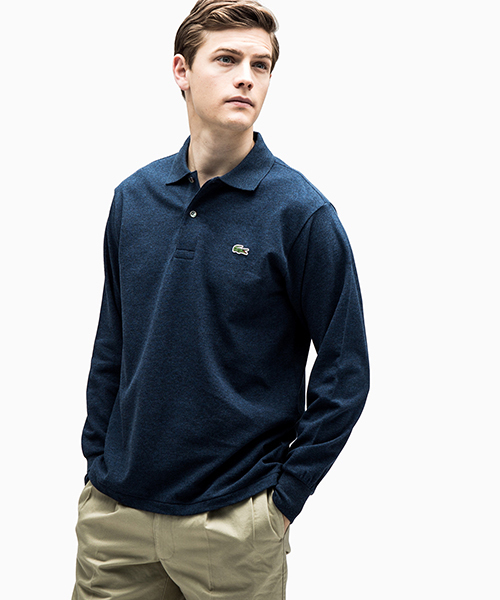 LACOSTE ポロシャツ 長袖 リブ カラ-ポロシャツ L1313 （杢