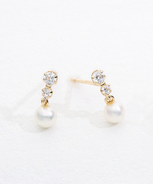 Jewel closet by L&Co. ピアス K10 パール＆キュービックジルコニア