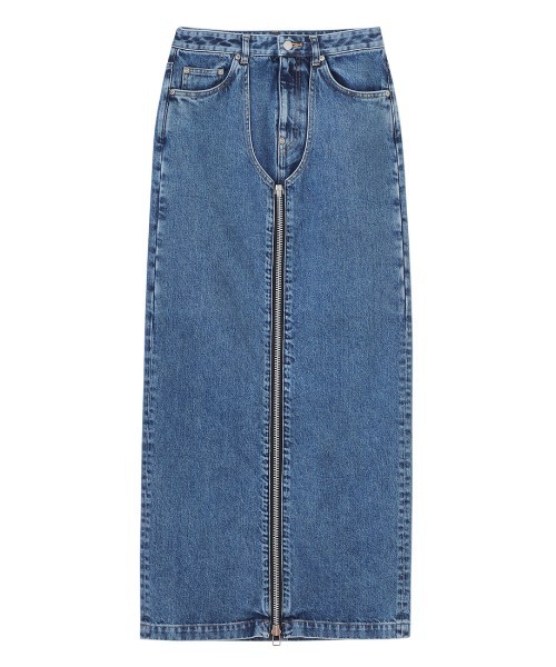 JOHN LAWRENCE SULLIVAN スカート WASHED DENIM ZIPPED LONG