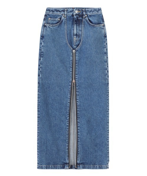 JOHN LAWRENCE SULLIVAN スカート WASHED DENIM ZIPPED LONG