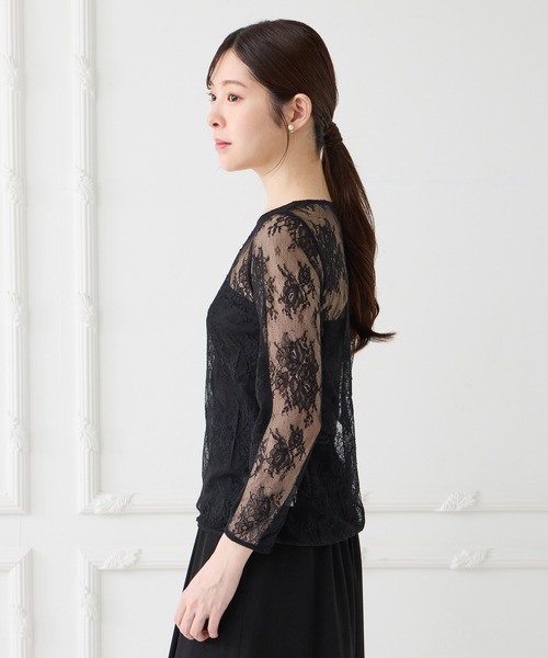 AIMER（エメ） ブラウス シャツ 花柄レース8分丈ブラウス レディース 