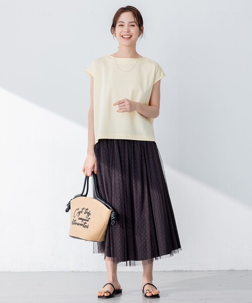 tシャツ 「洗える」シルケットポンチ ラウンドネックカットソー レディース 組曲 tシャツ 「洗える」シルケットポンチ ラウンドネック