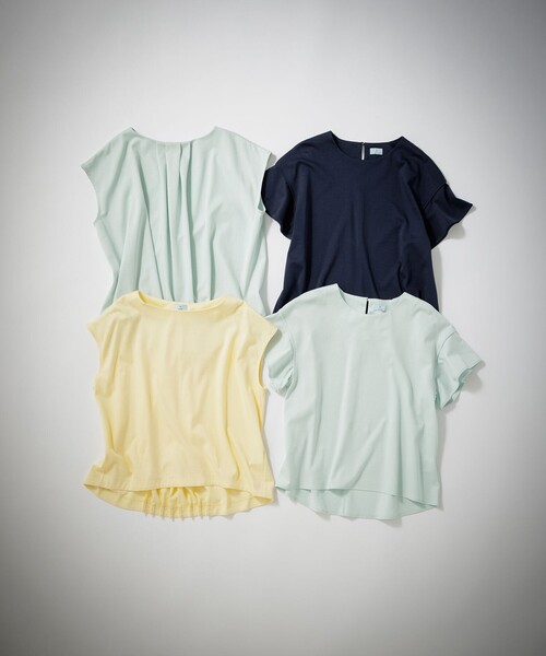 組曲 tシャツ 「洗える」シルケットポンチ ラウンドネック