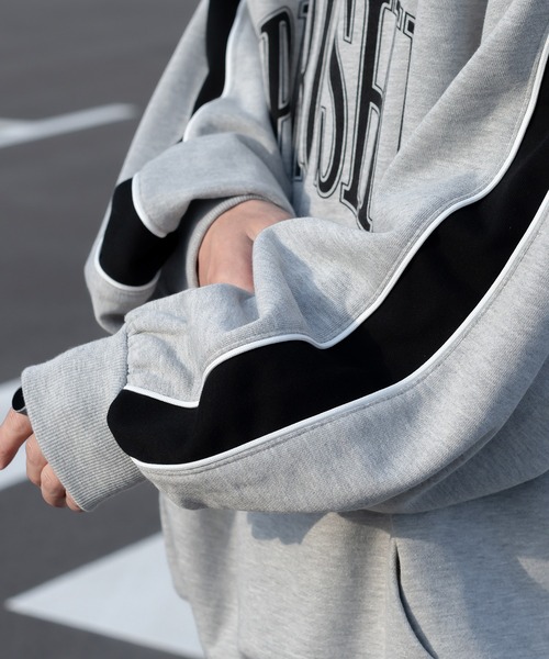 Perushu スウェット サイドパイピングラインハーフジップスウェット