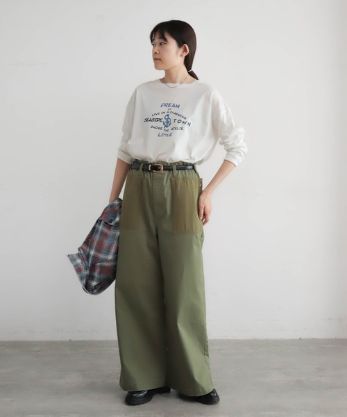 ワイドパンツ パンツ 異素材 ミリタリーパンツ レディース : ZOZOTOWN