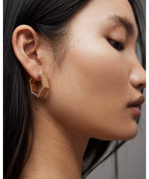 ALLSAINTS（オールセインツ） ピアス AXELLE HEX SMALL HOOP EARRINGS 