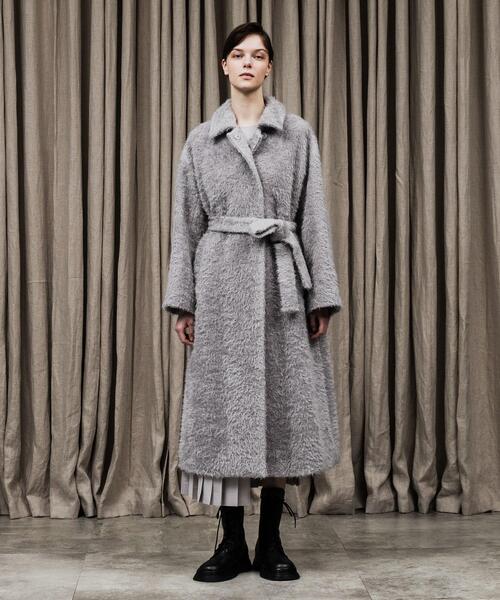 ステンカラーコート コート スーリーアルパカコート レディースの画像