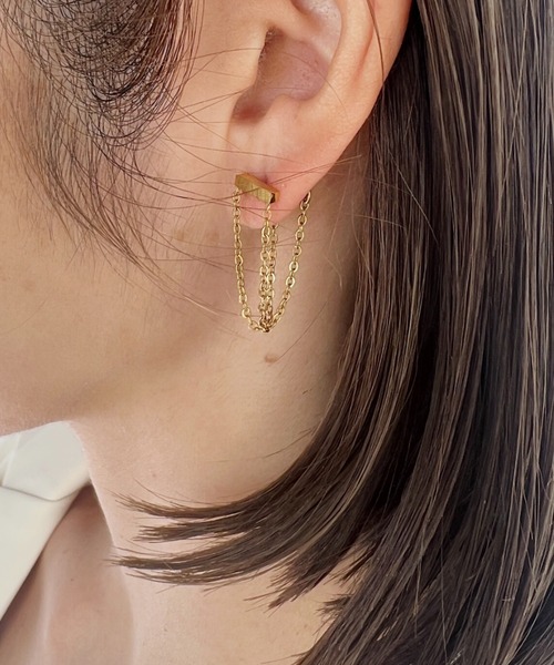 小物などお買い得な福袋 sowang ピアス 「ステンレス」 シンプルチェーンピアス アクセサリー