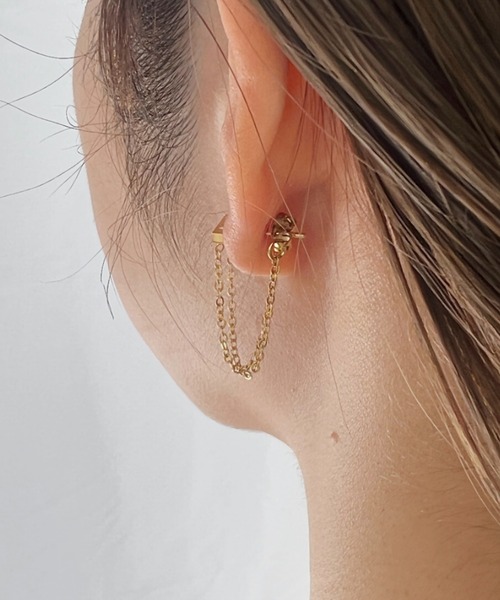 sowang ピアス 「ステンレス」 シンプルチェーンピアス