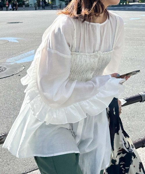 シャツ ブラウス 「limited」FRILLY BLOUSE×BUSTIER レディース 