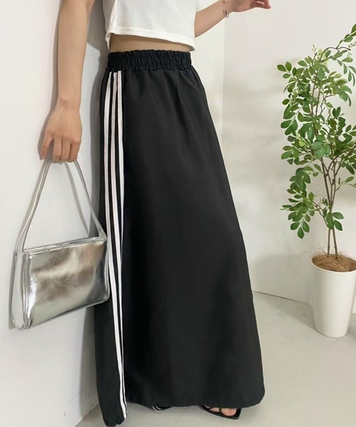 【グリーン】美シルエット　ラインストーン　ロングスカートｄ061 スカート サイドラインロングスカート : ZOZOTOWN Yahoo!店