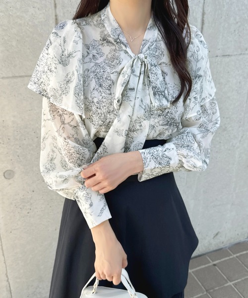 apres jour（アプレジュール） ブラウス シャツ 2WAY花柄ボウタイ