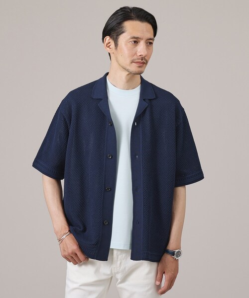 タケオキクチ●極美品●2Bローゲージサマーニットジャケット コットンブレンド L TAKEO KIKUCHI シャツ 「夏の軽羽織」スポンディッシュ サマー