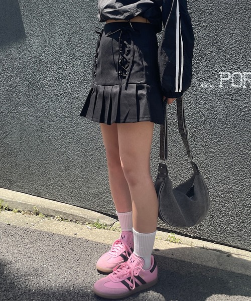 Roger&Raw スカート 編み上げリボンプリーツミニスカート