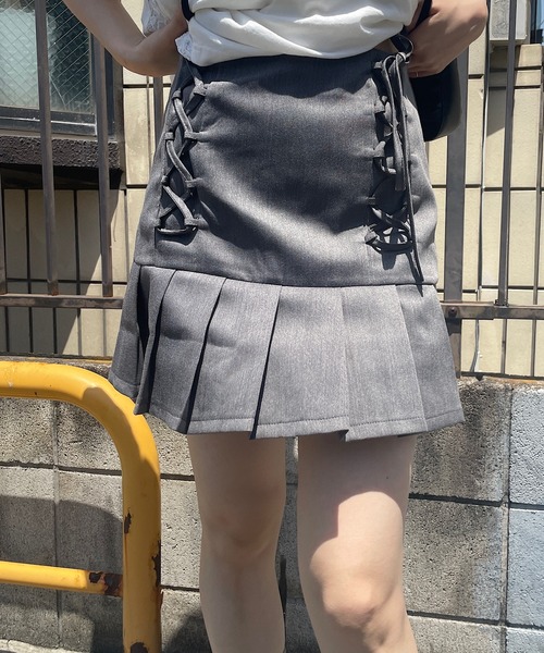 アンドマリーリボン付き黒プリーツミニスカート 試着のみ美品♡アンドマリーリボン付き黒プリーツミニスカートM