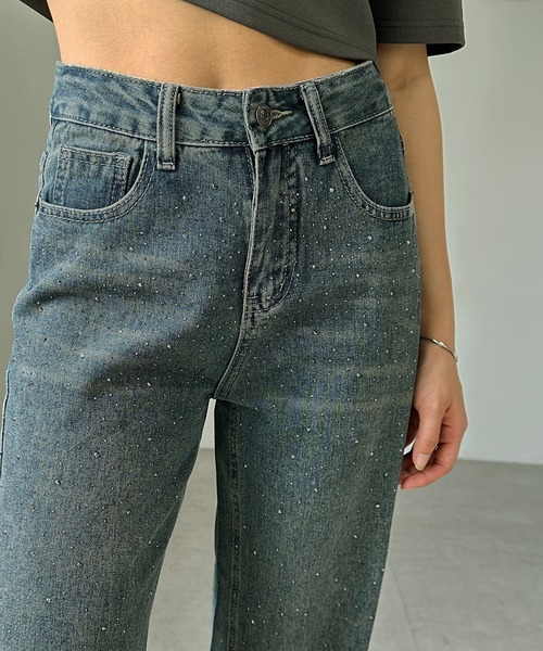 SELF PORTRAIT ラインストーンボウデニムジーンズ Self-Portrait ラインストーン ジーンズ | ブラック | FARFETCH JP