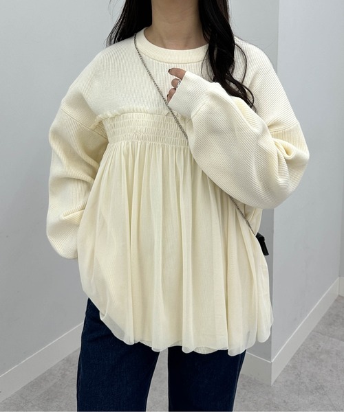 RANAN（ラナン） ニット セーター もちもちチュールドッキングニット