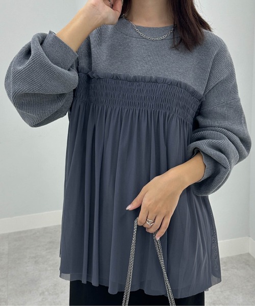 RANAN（ラナン） ニット セーター もちもちチュールドッキングニット