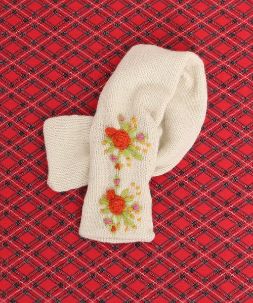 45R★刺繍が素敵なニットマフラー CHILD WOMAN（チャイルドウーマン） マフラー ストール 「WEB別注
