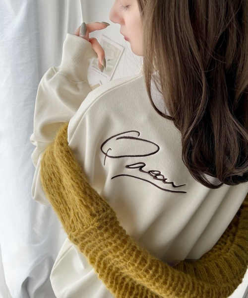 V12 刺繍ロゴ 高機能 裏起毛 ストレッチ長袖スウェット L レディース