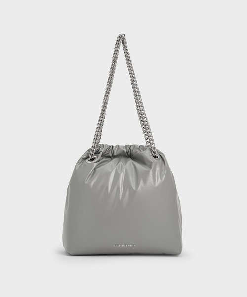 ★CHARLES&KEITH Caia Chain-Handle Tote Bag 巾着バッグ/送料込 CHARLES ＆ KEITH ショルダーバッグ バッグ Caia カイア